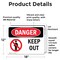 Signmission Keep Out Danger Sign, Vinyl Decal, 18in W x 12in L, 2PK OS-2PACK-DS-D-1218-L-1399 - alternate 6